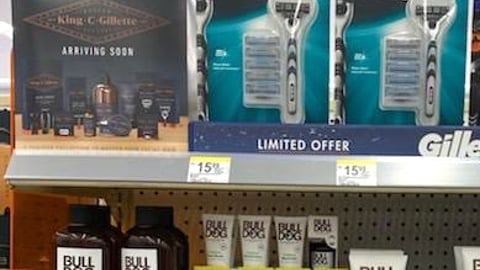 King C. Gillette 'Arriving Soon' Walgreens Shelf Blocker